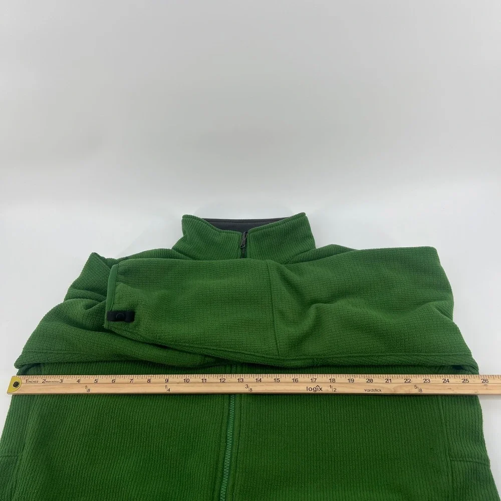The North Face Mens XL Green Grid Fleece‎ Full Zip Jacket Waffle Knit Hiking XL